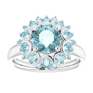 14K White Gold Natural Sky Blue Topaz & 3/8 CTW Natural Diamond Ring