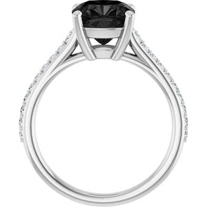 14K White Gold Natural Black Onyx & 1/5 CTW Natural Diamond Ring