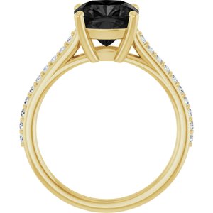 14K Yellow Gold Natural Black Onyx & 1/5 CTW Natural Diamond Ring