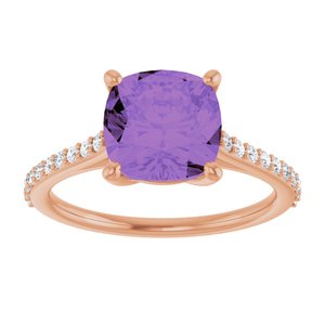 14K Rose Gold Natural Amethyst & 1/5 CTW Natural Diamond Ring