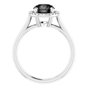 14K White Gold Natural Black Onyx & 1/8 CTW Natural Diamond Ring
