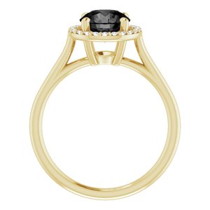 14K Yellow Gold Natural Black Onyx & 1/8 CTW Natural Diamond Ring
