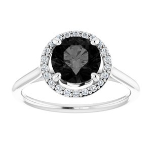 14K White Gold Natural Black Onyx & 1/8 CTW Natural Diamond Ring
