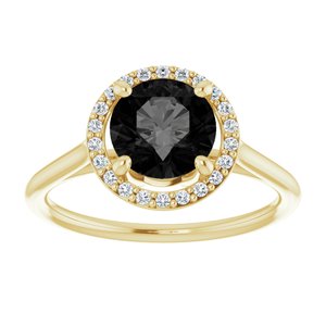 14K Yellow Gold Natural Black Onyx & 1/8 CTW Natural Diamond Ring