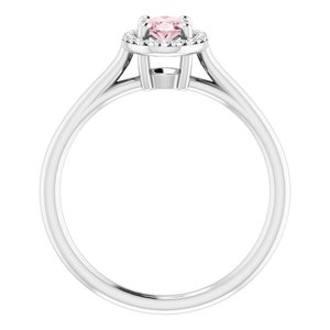14K White Gold Natural Pink Morganite & 1/10 CTW Natural Diamond Ring