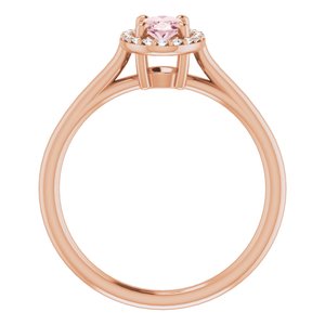 14K Rose Gold Natural Pink Morganite & 1/10 CTW Natural Diamond Ring