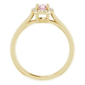 14K Yellow Gold Natural Pink Morganite & 1/10 CTW Natural Diamond Ring