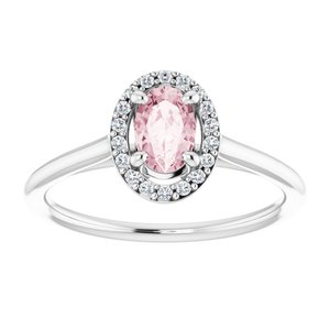 14K White Gold Natural Pink Morganite & 1/10 CTW Natural Diamond Ring