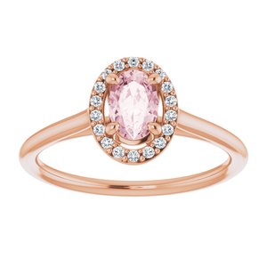14K Rose Gold Natural Pink Morganite & 1/10 CTW Natural Diamond Ring