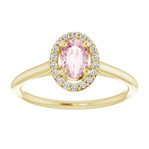 14K Yellow Gold Natural Pink Morganite & 1/10 CTW Natural Diamond Ring
