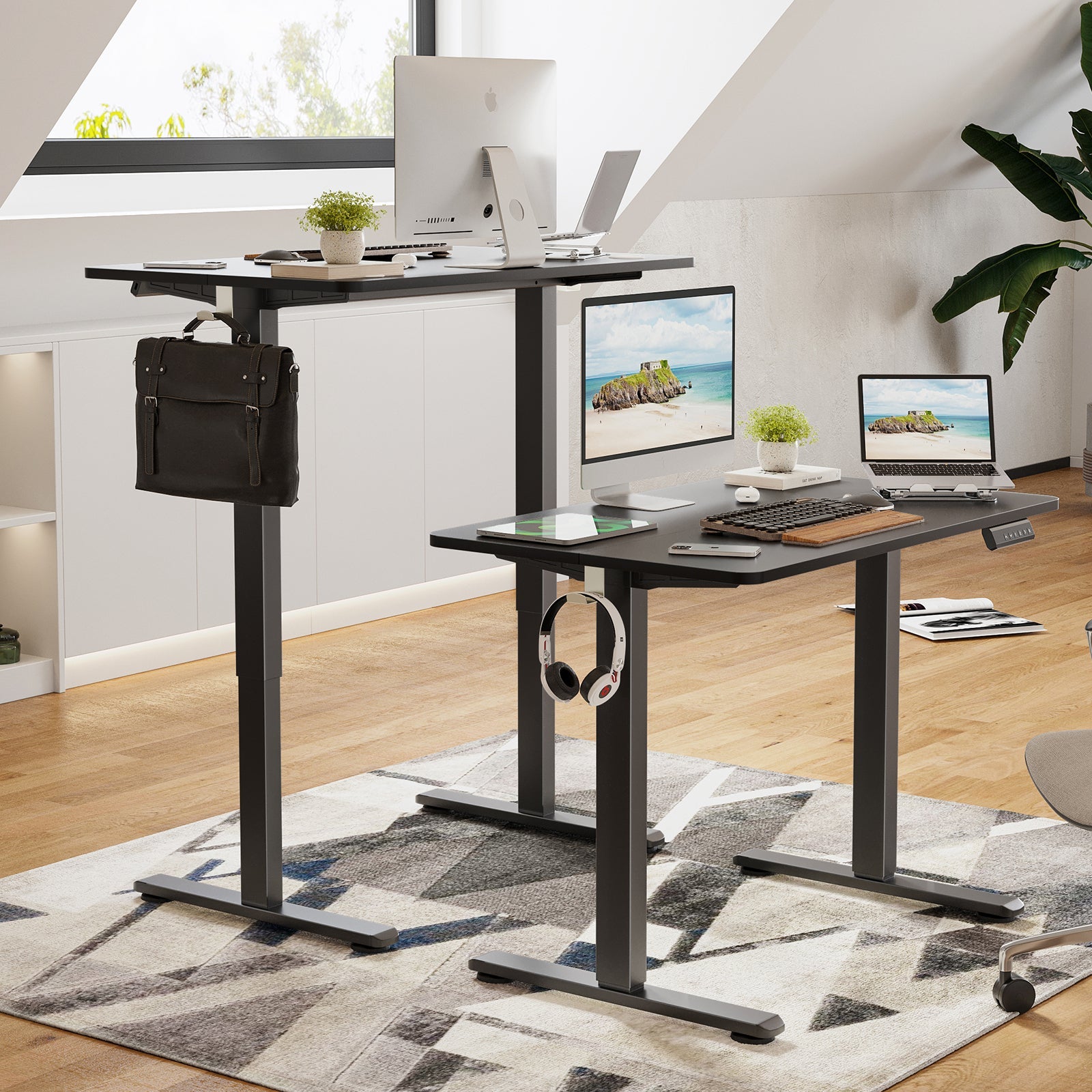 STARY Electric Standing Desk Adjustable Height Sit Stand Home Office Desk with Splice Board