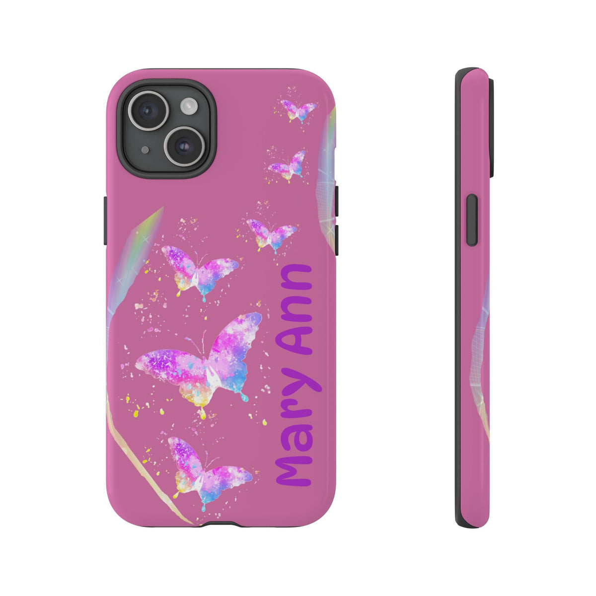 Personalized Butterfly Phone Case, Floral Phone Cover, Customizable Phone Case, Gift for Her, Pastel Decor