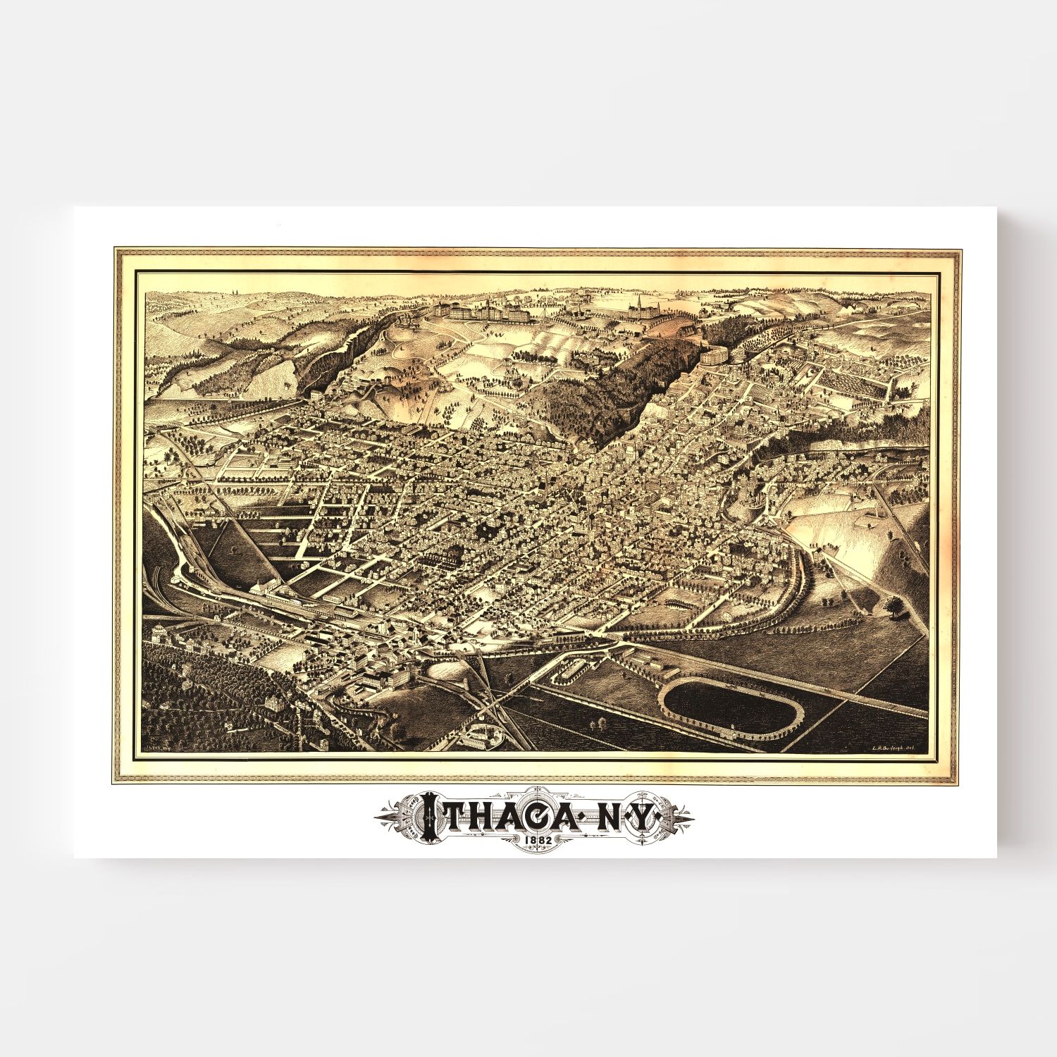 Vintage Map of Ithaca, New York 1882
