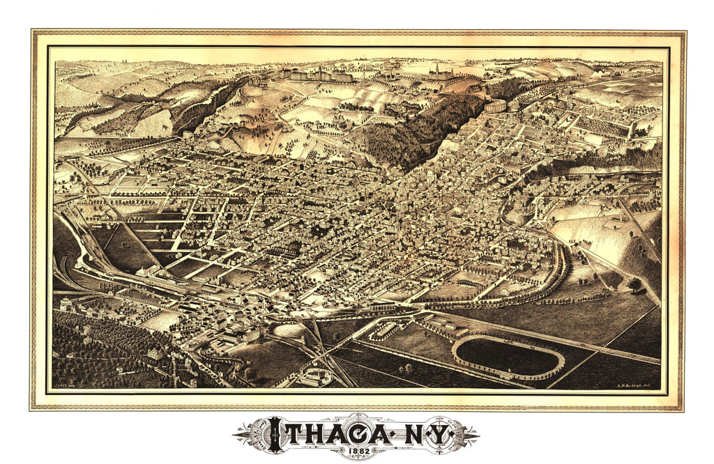 Vintage Map of Ithaca, New York 1882