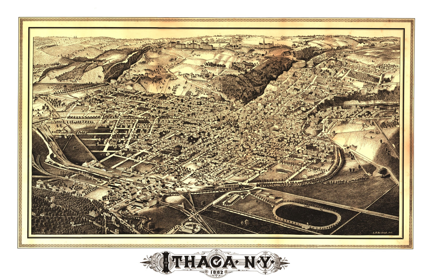 Vintage Map of Ithaca, New York 1882