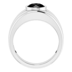 14K White Gold Natural Black Onyx Bezel Ring