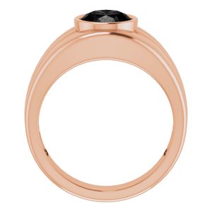 14K Rose Gold Natural Black Onyx Bezel Ring