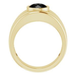 14K Yellow Gold Natural Black Onyx Bezel Ring