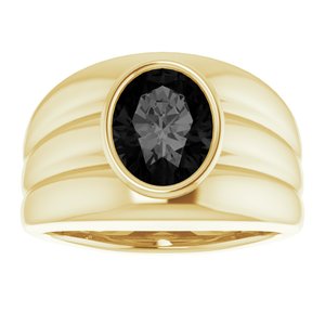 14K Yellow Gold Natural Black Onyx Bezel Ring