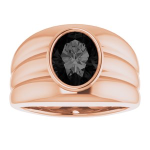 14K Rose Gold Natural Black Onyx Bezel Ring