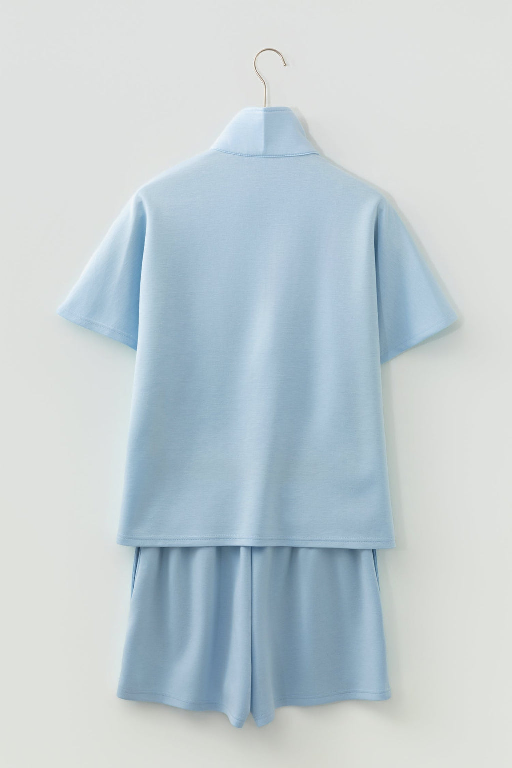 Solid Half Zip Sweatshirt and Shorts Set