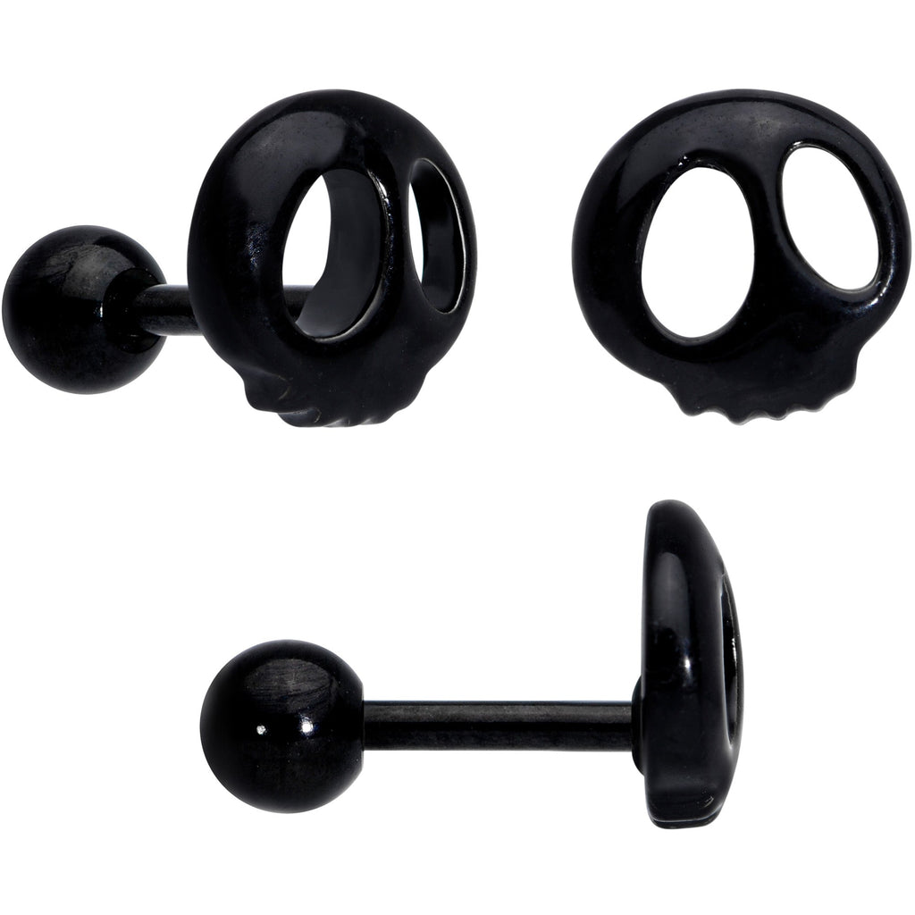 16G 1/4 Black Ghost Boo Halloween Cartilage Tragus Curation Set of 3