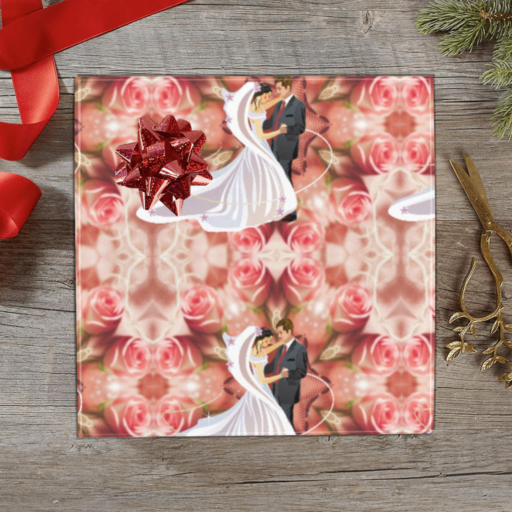 Bride and Groom with Roses Custom Gift Wrapping Paper - 58"x 23" (Made in USA)