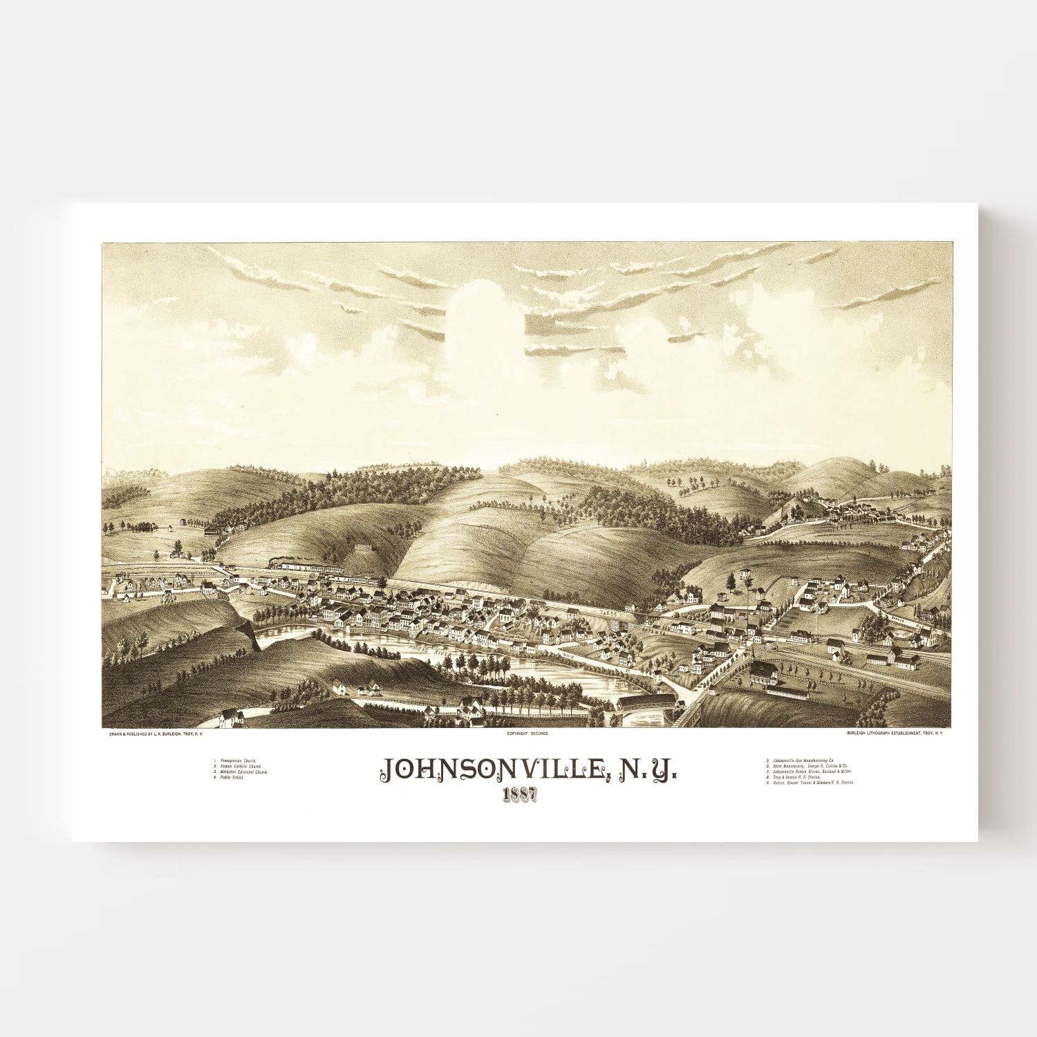 Vintage Map of Johnsonville, New York 1887