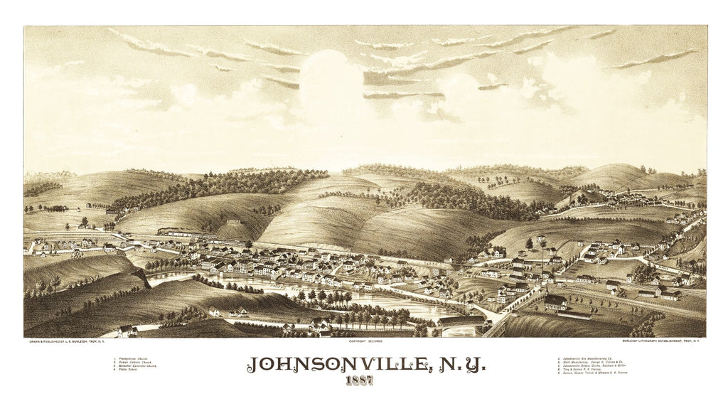 Vintage Map of Johnsonville, New York 1887