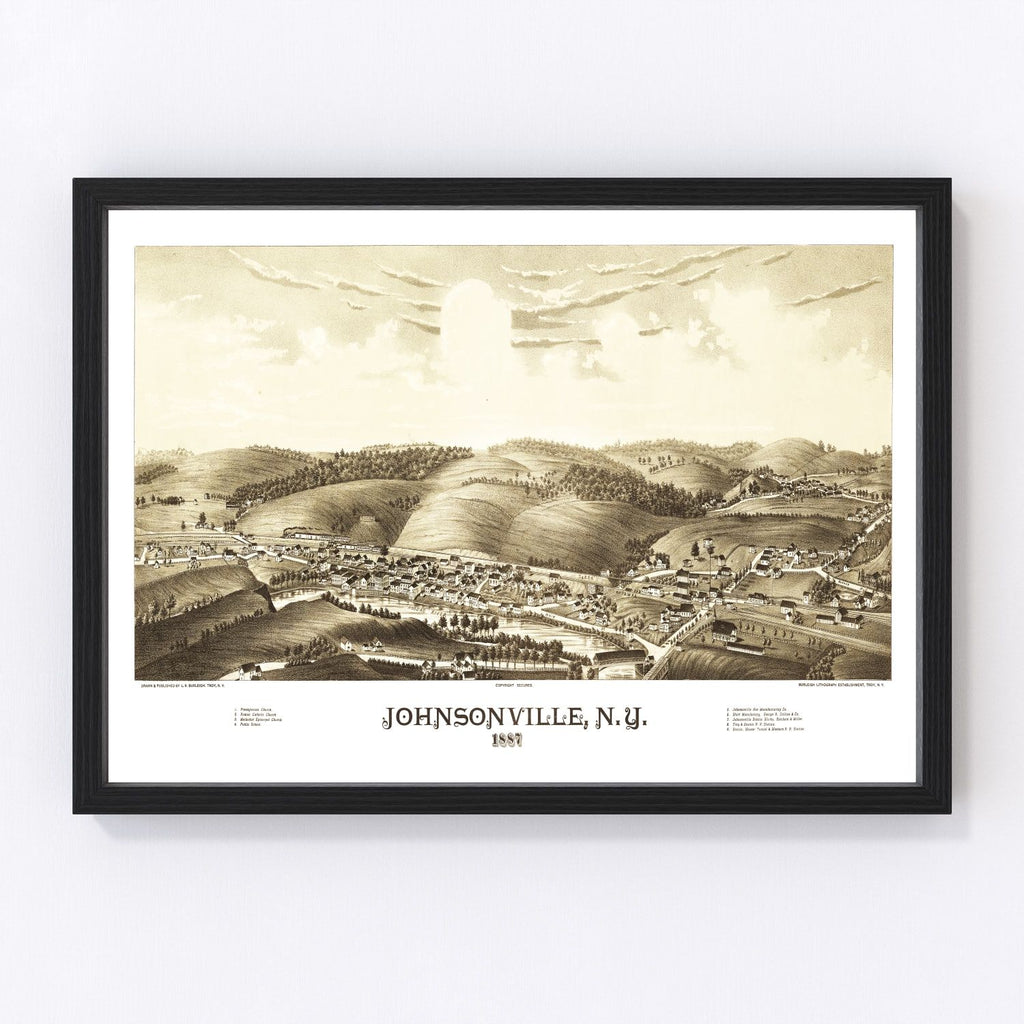 Vintage Map of Johnsonville, New York 1887