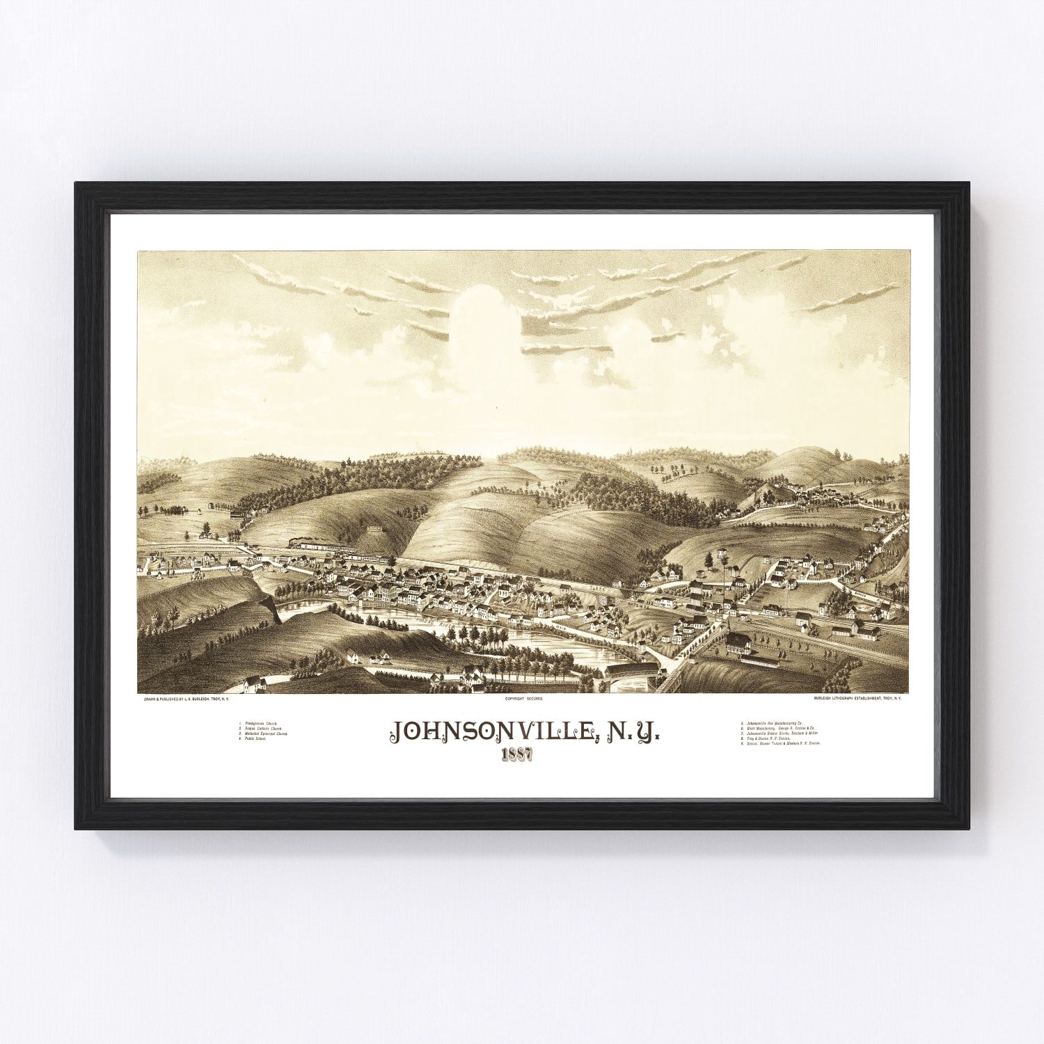Vintage Map of Johnsonville, New York 1887