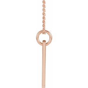 14K Rose Gold Natural Peridot Cross Bar 16-18" Necklace