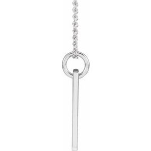 14K White Gold Natural Emerald Cross Bar 16-18" Necklace