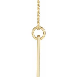 14K Yellow Gold Natural Aquamarine Cross Bar 16-18" Necklace