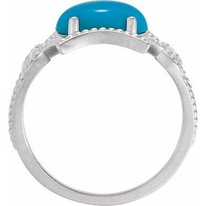 14K White Gold Natural Turquoise Granulated Ring