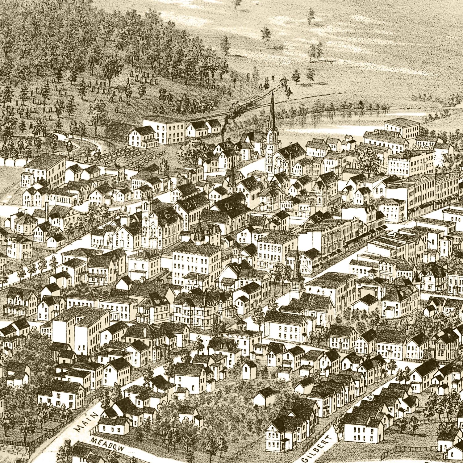 Vintage Map of Johnstown, New York 1888