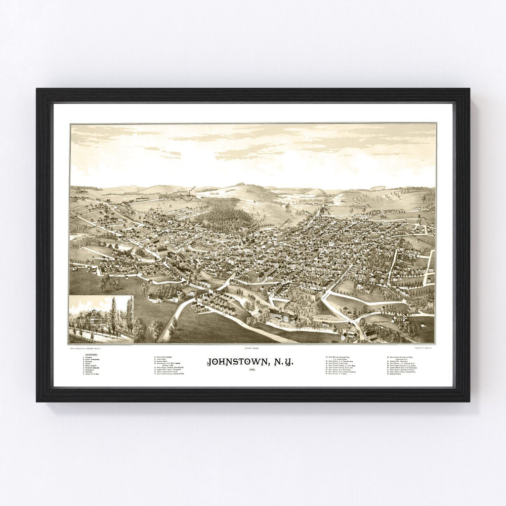 Vintage Map of Johnstown, New York 1888