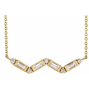 14K Yellow Gold 1/3 CTW Natural Diamond Bar 16" Necklace
