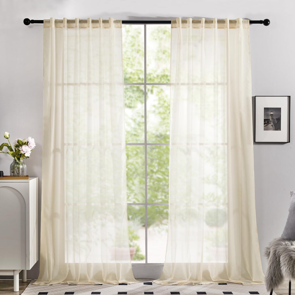 Semi-Transparent White Sheers, 52x63 Inch