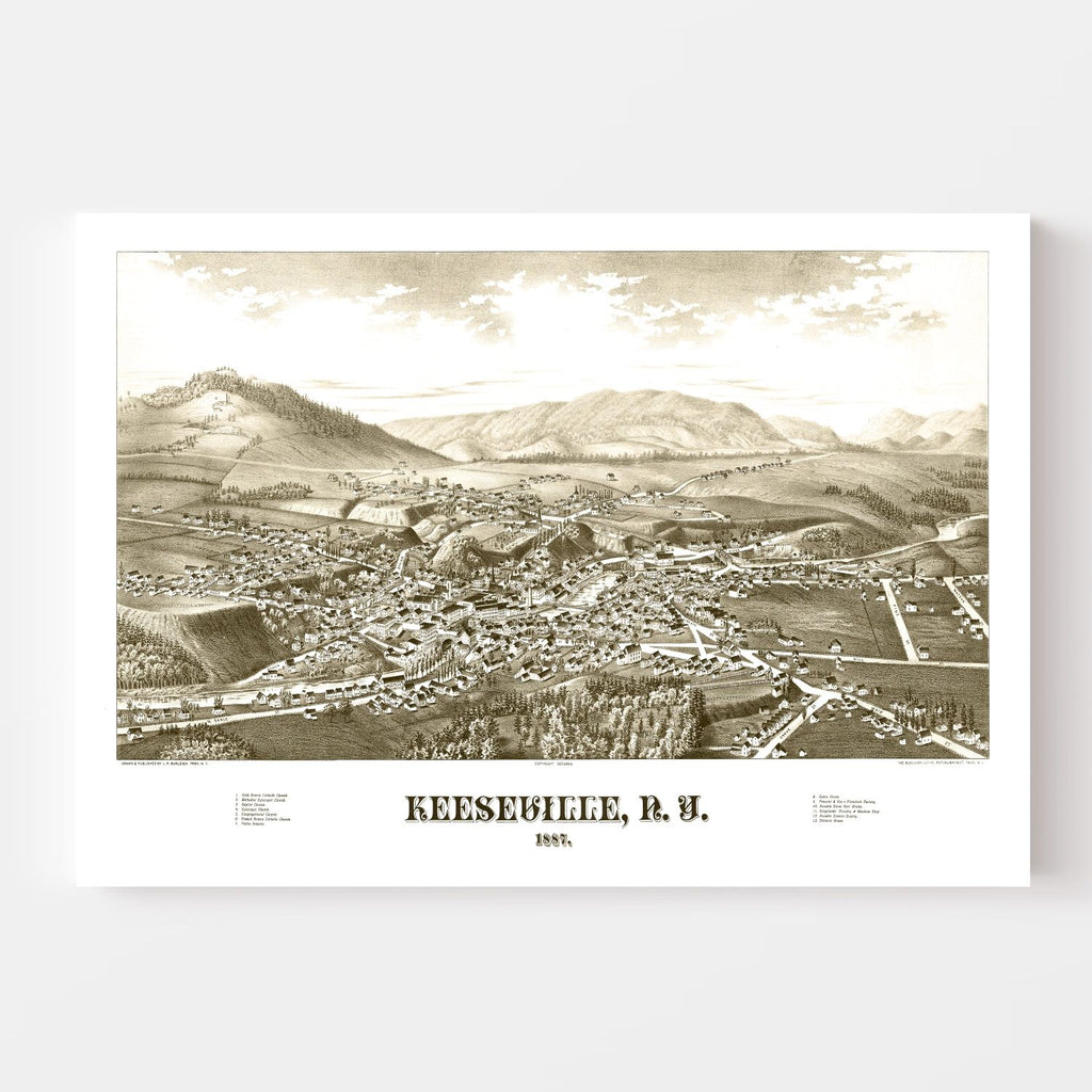 Vintage Map of Keeseville, New York 1887