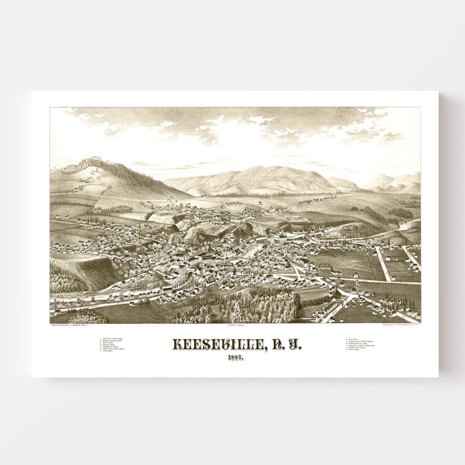 Vintage Map of Keeseville, New York 1887