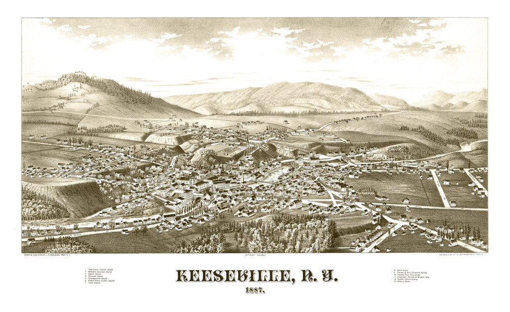 Vintage Map of Keeseville, New York 1887