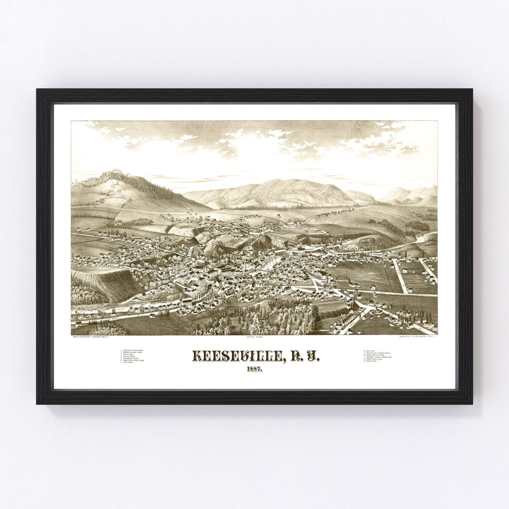 Vintage Map of Keeseville, New York 1887