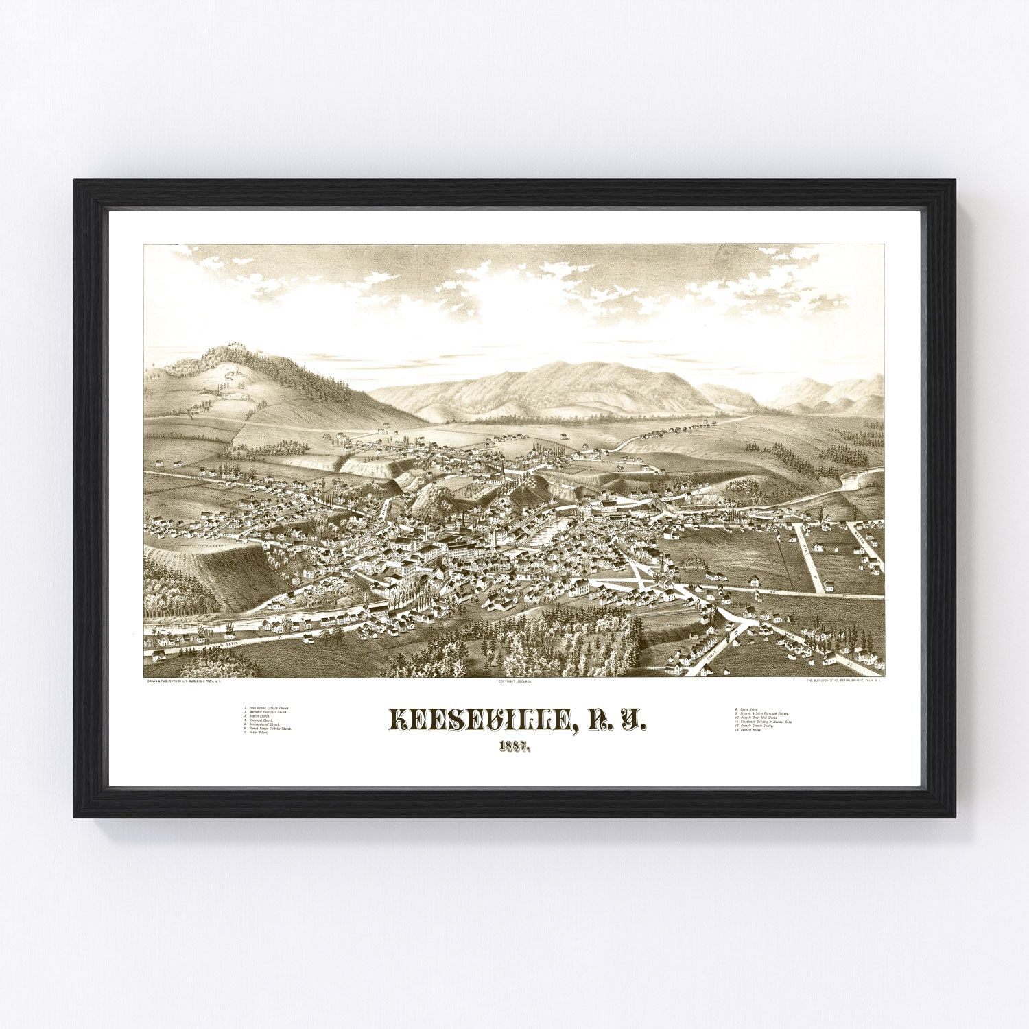 Vintage Map of Keeseville, New York 1887