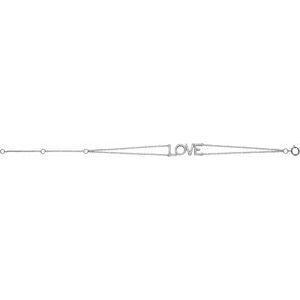 14K White Gold 1/4 CTW Natural Diamond Love 5-7" Bracelet – image 2