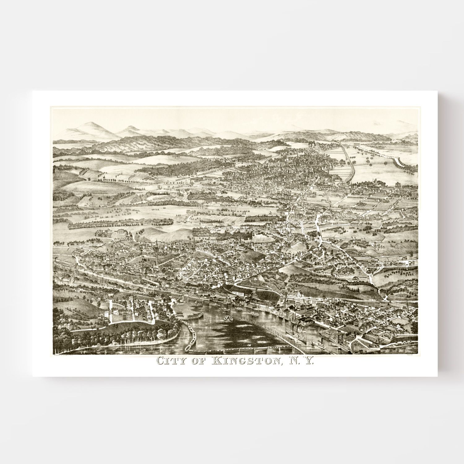Vintage Map of Kingston, New York 1875