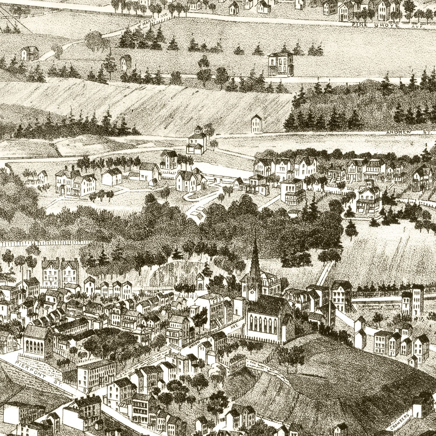 Vintage Map of Kingston, New York 1875