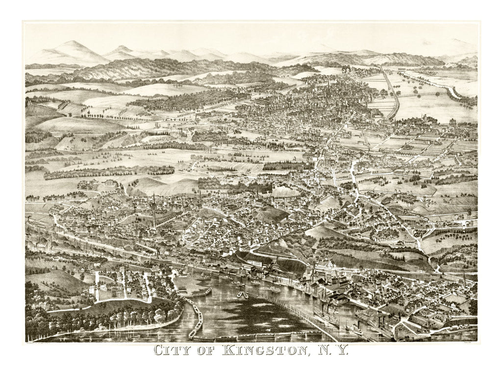 Vintage Map of Kingston, New York 1875