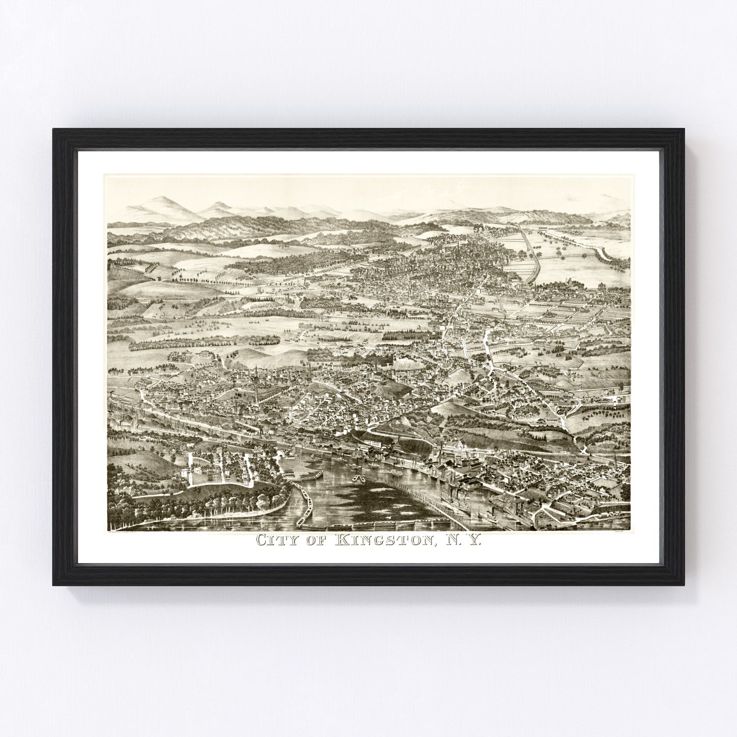 Vintage Map of Kingston, New York 1875