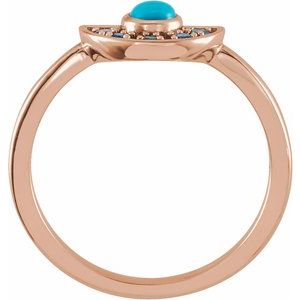 14K Rose Gold Natural Turquoise & Natural Aquamarine Fan Ring